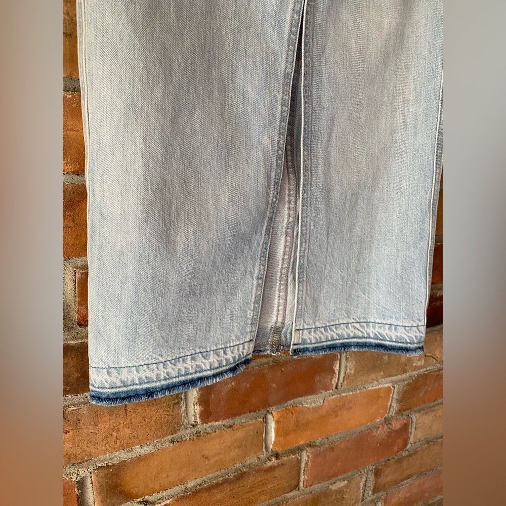 7 FOR ALL MANKIND denim jean midi skirt light-wash front slit size 24 - Picture 3 of 9
